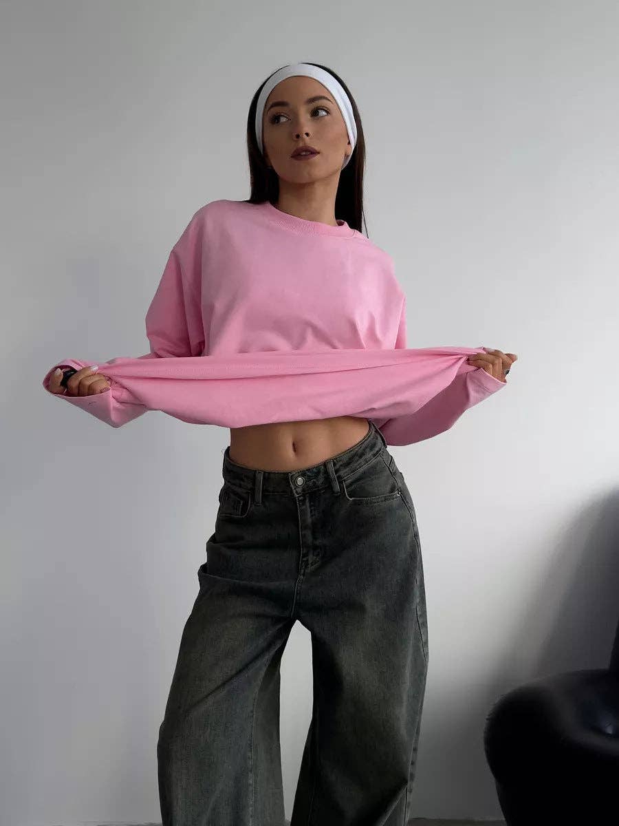 Suhkasana – wholesale T-shirt – women's – Heavyweight Cotton Long Sleeve Crewneck Oversized T Shirt16