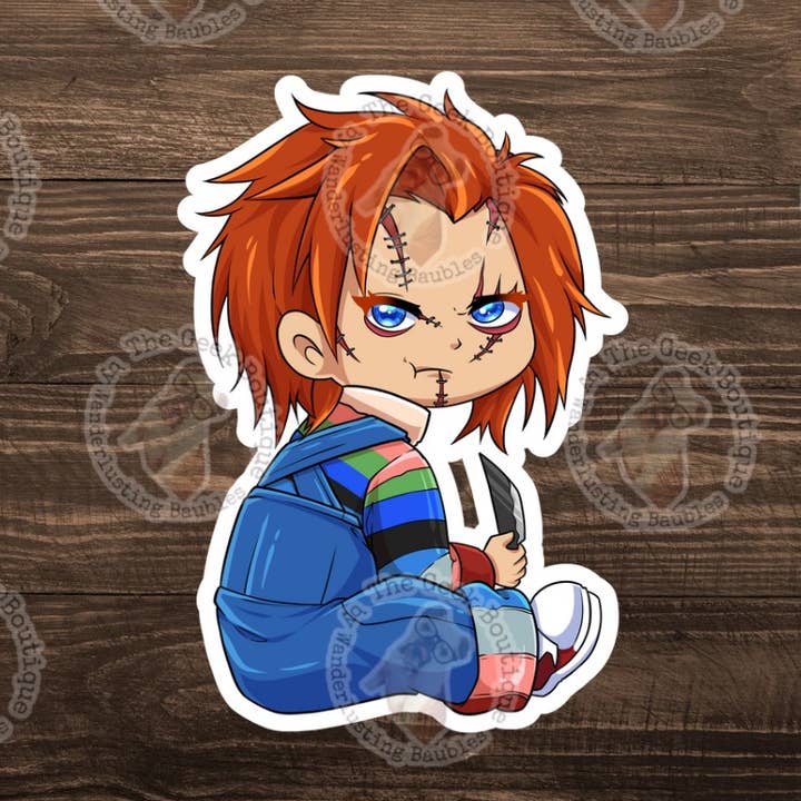 3" Vinyl Chibi Chucky Child's Play Horror Halloween Sticker for wholesale by The Geek Boutique