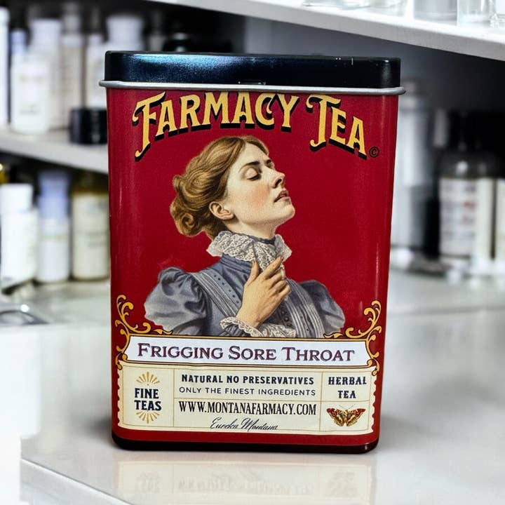 Montana Farmacy - Wholesale Tea bags - Frigging Throat Tea Soothing Tasty Tea Tin pocket/ travel 1