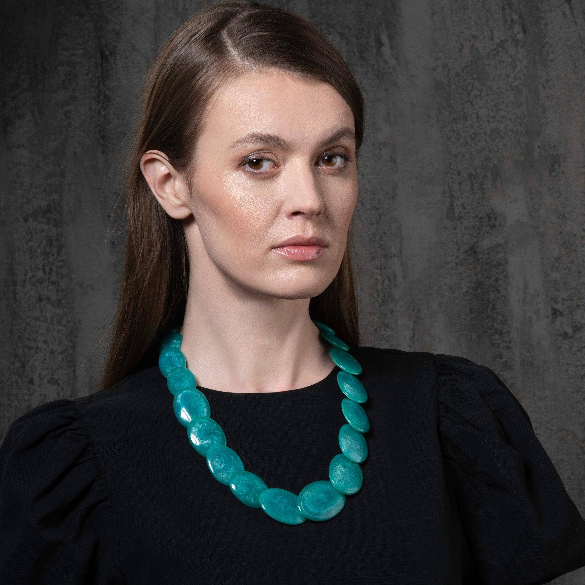 Namana – Colar com missangas/pérolas por atacado – Colar de declaração longo azul turquesa para mulheres5