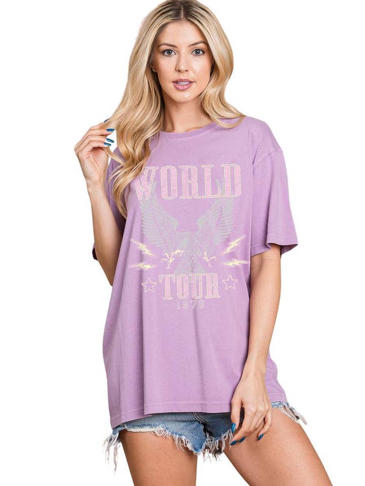 Zutter - Wholesale Screen Printed T-Shirt - Women's - World Tour Vintage Eagle Graphic S/S Premium Washed Tee2