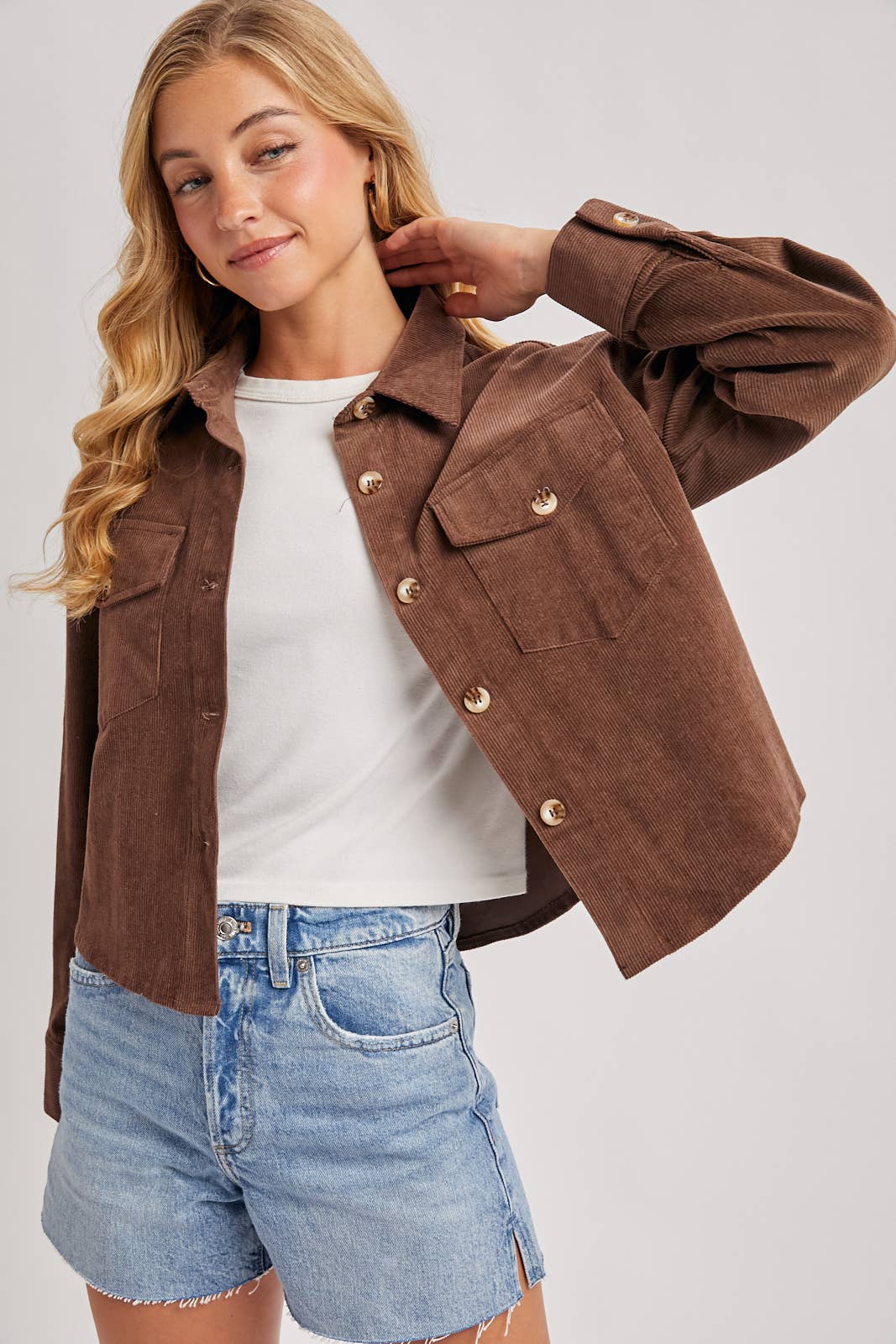 Bluivy - Wholesale Jacket - Women's - CORDUROY CROPPED BUTTON DOWN SHIRT JACKET26