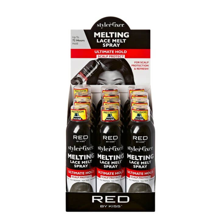 KISS RED Styler Fixer Lace Melt Spray 7.8oz – 12CT Pack for wholesale by Majestic Wholesale