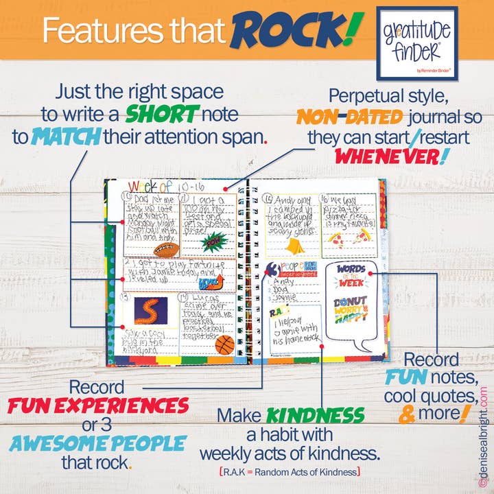 Denise Albright® - Wholesale Journal/Diary - Kids - Gratitude Finder® Journals | Adventure Series | Pack of 6