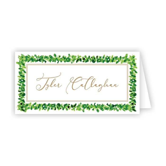 Handpainted Bridal Boxwood Border Placecard for wholesale by RosanneBeck Collections