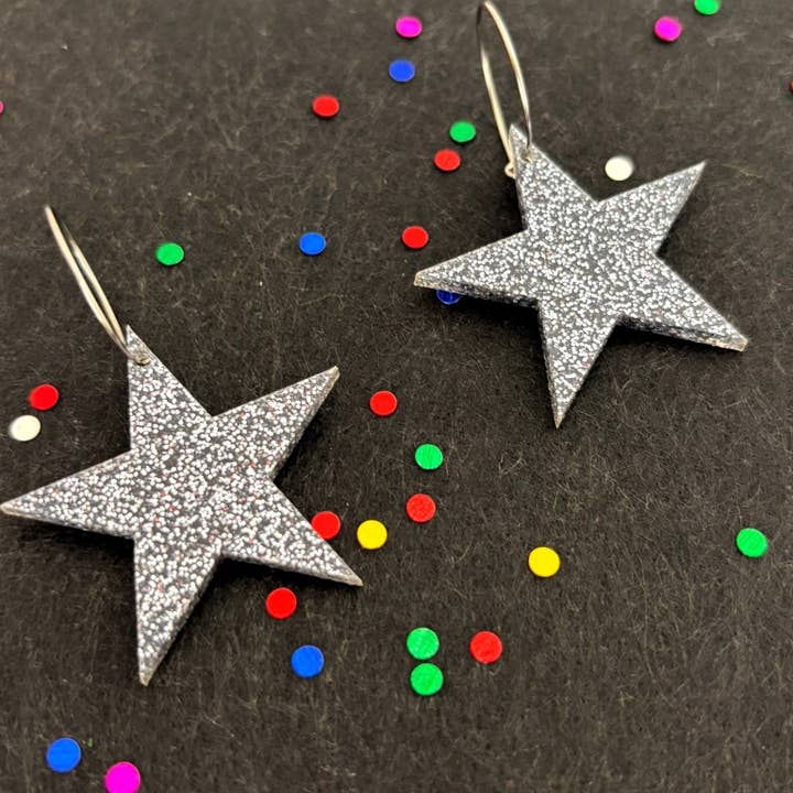 Glitter Star Earrings for wholesale by LadyRockCreaciones