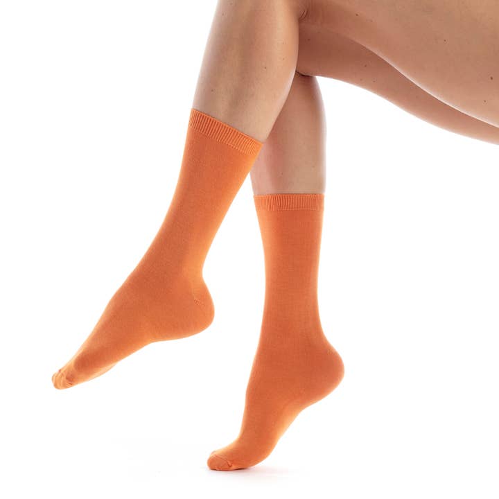 Orange Bamboo Silk Touch Plain Sock for wholesale by Dub & Drino