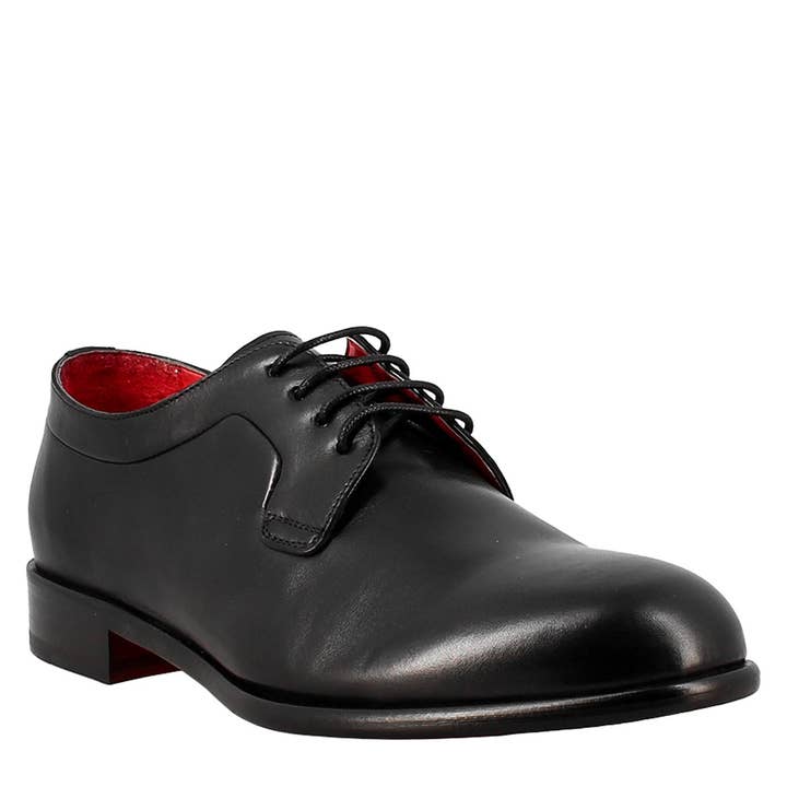Elegant black derby for men in smooth leather for wholesale by The Royale Leather