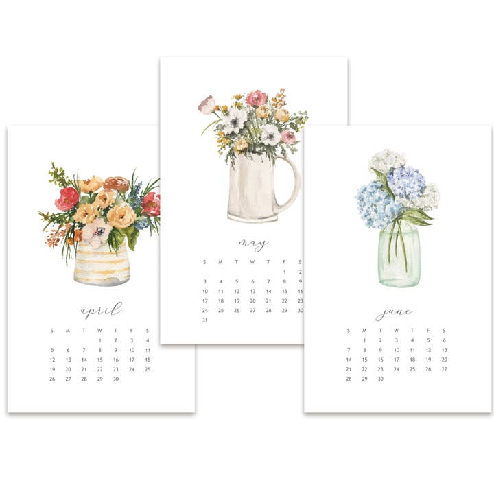 Me and Mary Shop - Wholesale Calendar - 2026 Calendar - Everyday in Bloom - Watercolor Flowers2