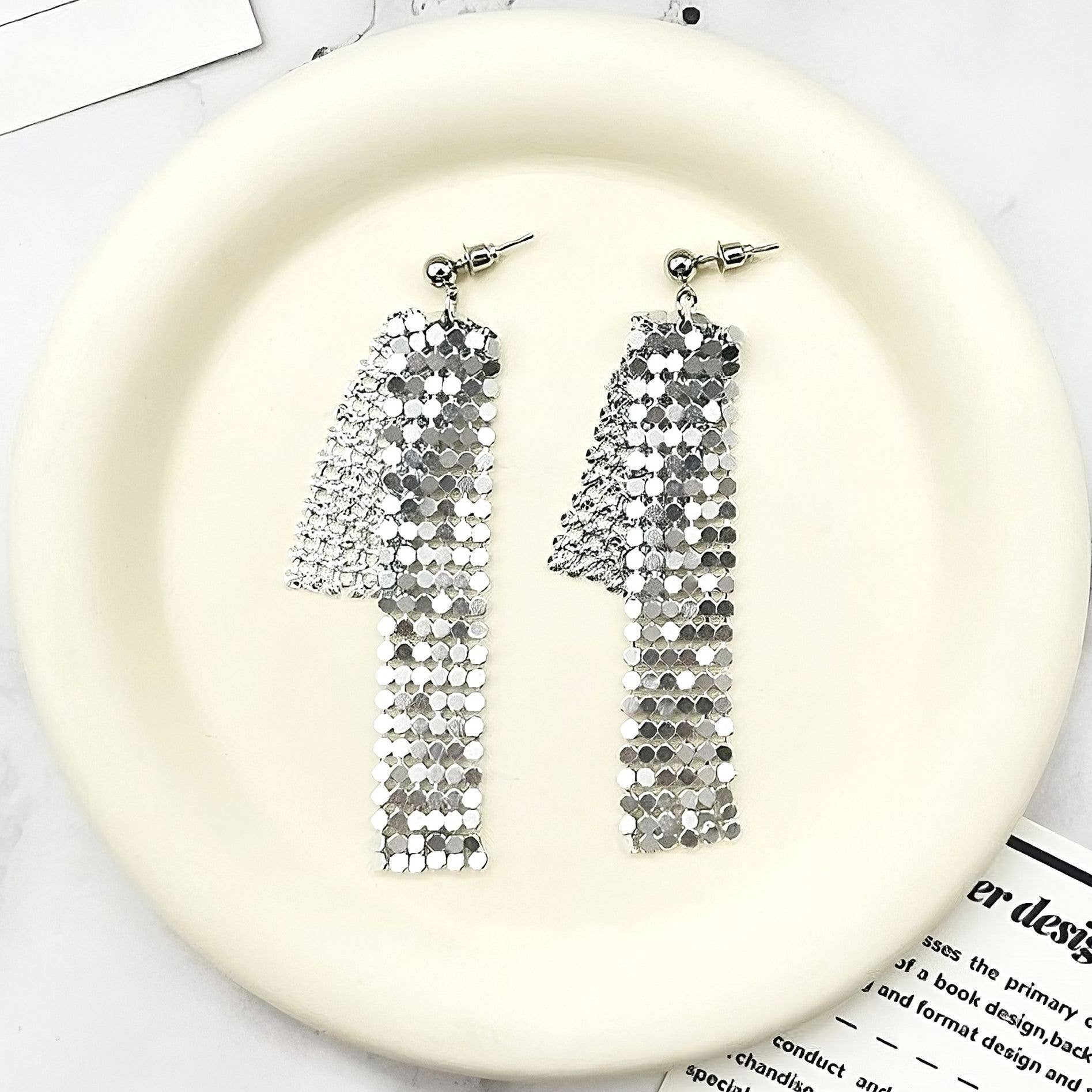 Diacly - Vente Boucles d'oreilles pendantes - Lot de 12 boucles d'oreilles pendantes en métal brillant à paillettes