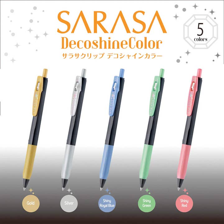 Zebra SARASA Clip Water-based ballpoint pen DECO SHINE colour 5pc set 0.5mm for wholesale by MY Lifestyle Japan
