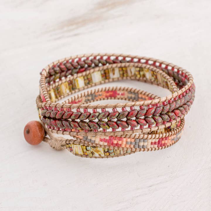 NOVICA Country Land Glass beaded wrap bracelet for wholesale by NOVICA