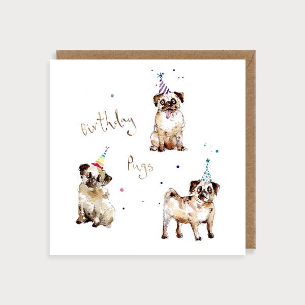 Louise Mulgrew - Venta al por mayor Tarjetas de cumpleaños - Tarjeta Cumpleaños Pugs