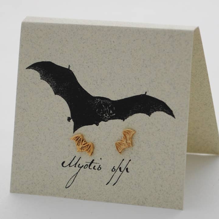 Semaki & Bird - Wholesale Stud/Post Earrings - Bat Stud Earrings gold Natural History
