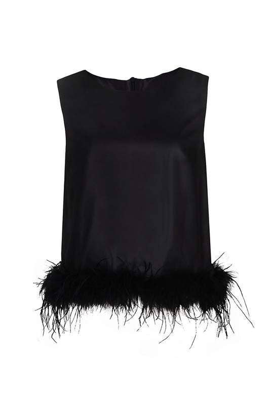 Queen Fashion - Wholesale Blouse - Women's - feather trim sleeveless top feather17