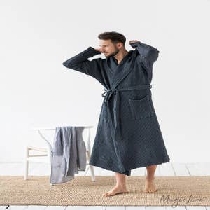 Premium 2in1 'Waffle Outer' 'Towelling Inner' 100% Cotton Dressing Gowns -  Hooded - British Wholesales