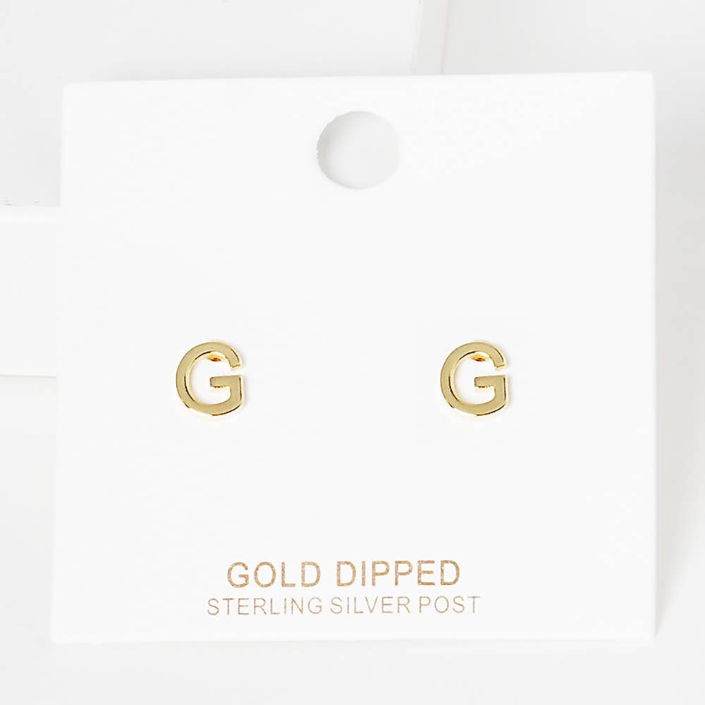 Sensibling Corp. - Wholesale Stud/Post Earrings - Gold Dipped Metal Initial Monogram Stud Earrings89