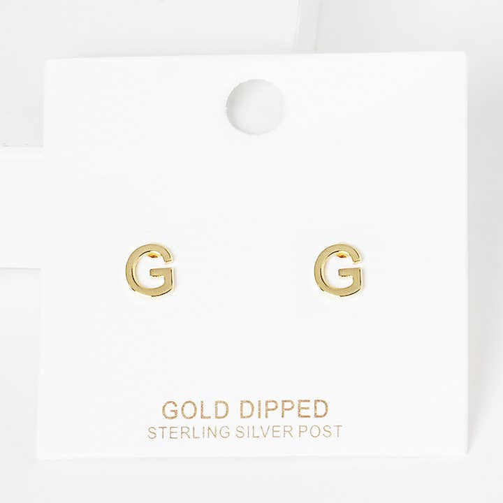 Sensibling Corp. - Wholesale Stud/Post Earrings - Gold Dipped Metal Initial Monogram Stud Earrings89
