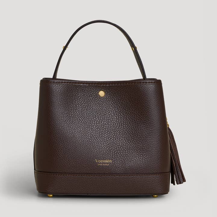 Voemièn – Großhandel Henkeltasche – Damen – Kendy Tasche in Dunkelbraunem Dollar-Leder0