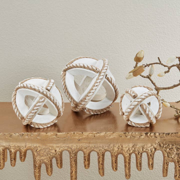 Saro Lifestyle - Wholesale Decorative Tabletop Object - Natural Wooden Rope Decorative Orb13