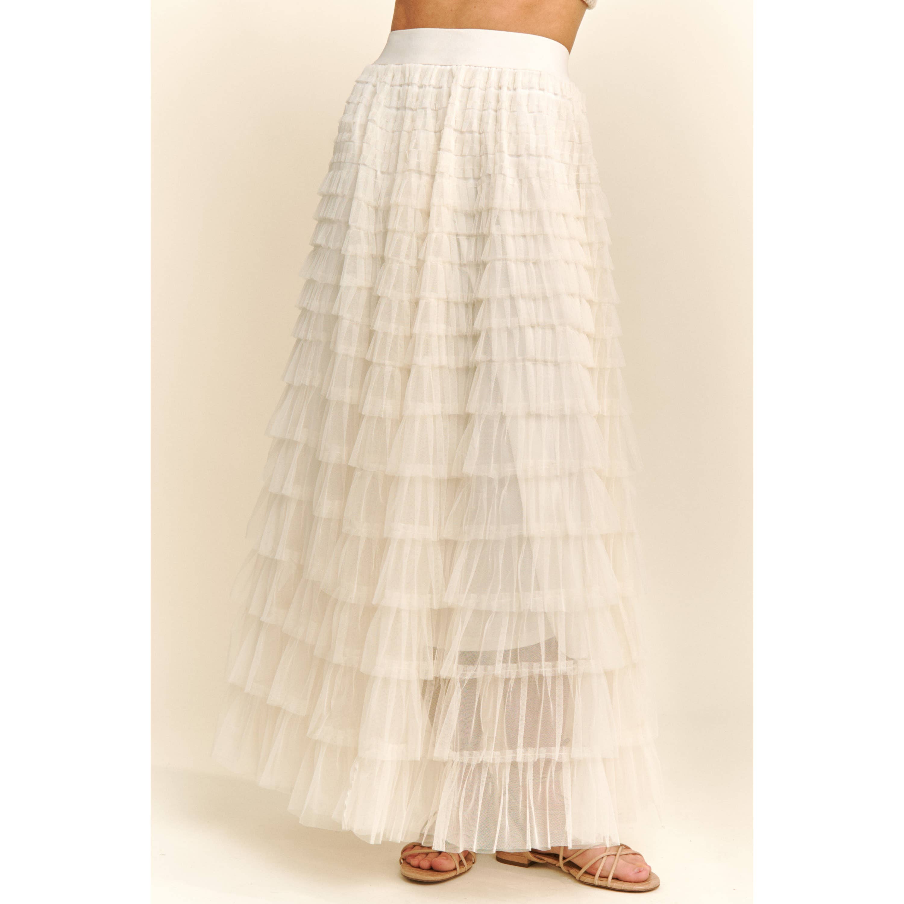 Sweet Generis - Wholesale Skirt - Women's - CASCADING TULLE MESH TIERED MAX SKIRT2