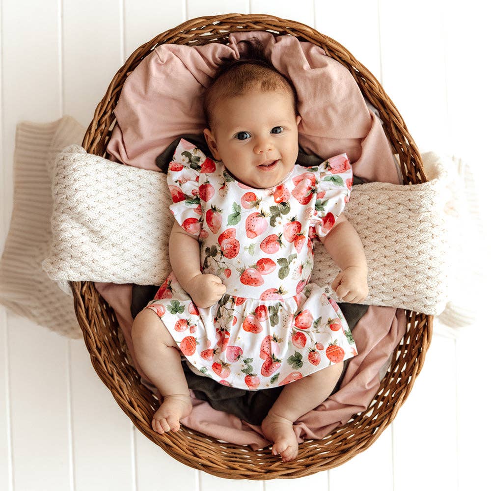 Snuggle Hunny - Wholesale Dress – Baby - Strawberry Short Sleeve Organic Dress6