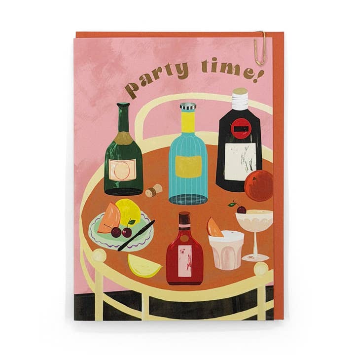 Carte de vœux pour l'heure de l'apéritif avec chariot à boissons pour la vente par Pavilion