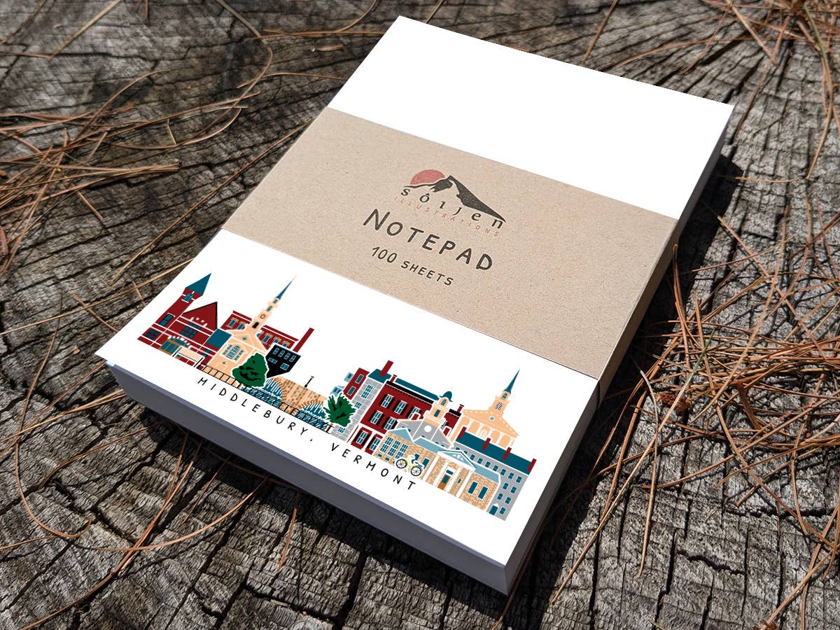 Soijen Illustrations - Wholesale Notepad - Middlebury Vermont Cityscape Notepad