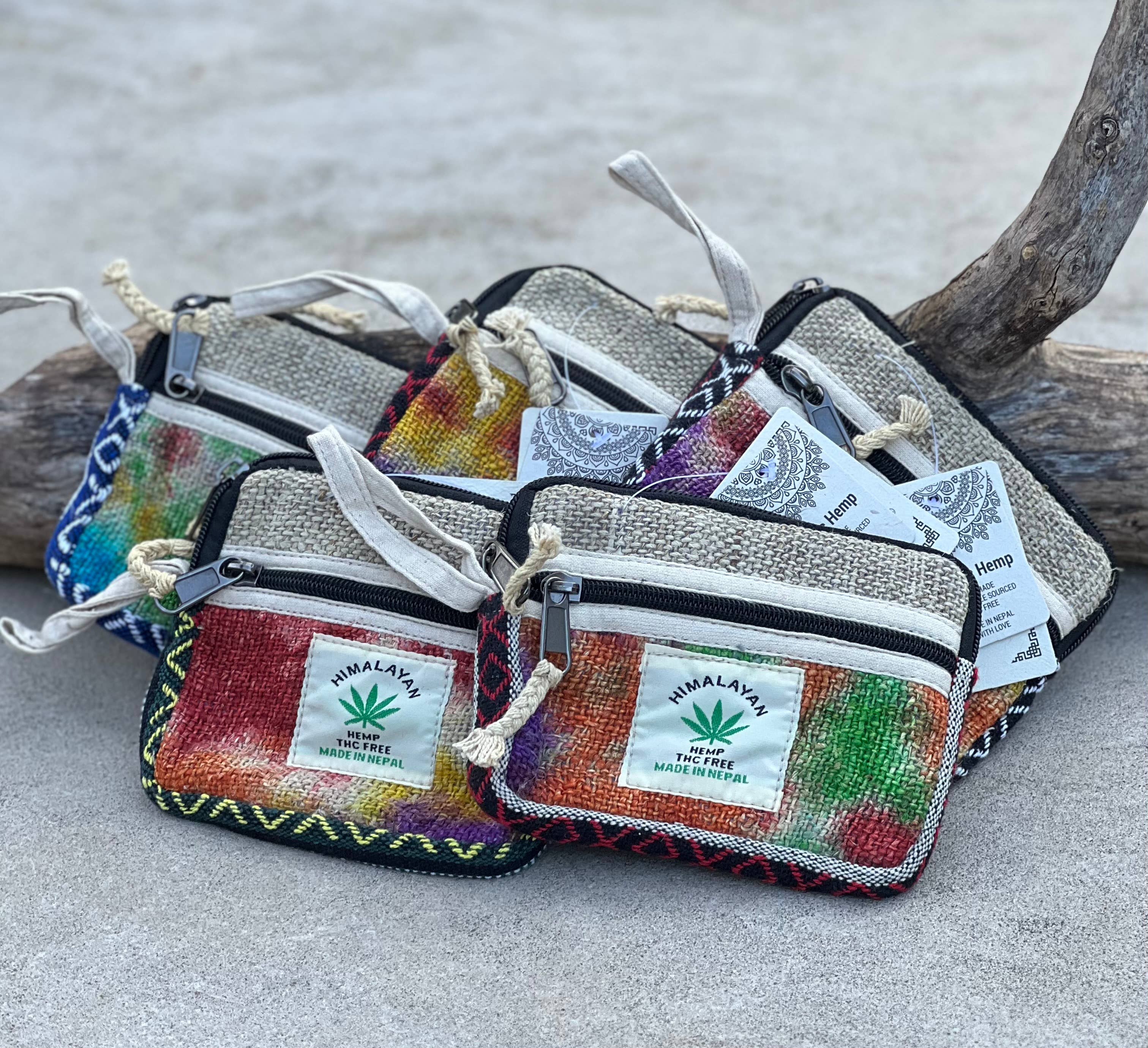 Lungta Imports – Engroshandel Møntpung - Dame – Hamp 2 lommer lynlås møntpung, tegnebog, makeuppose4