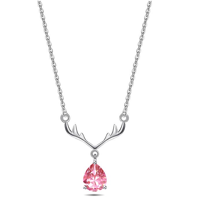 925 Sterling Silver Cubic ZIrconia Antlers Pendant Necklace for wholesale by Sephla