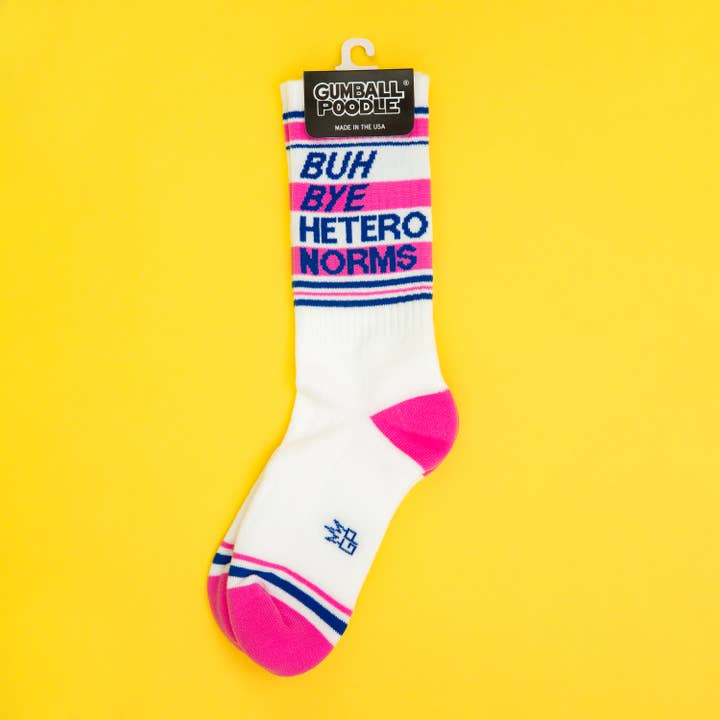 Gumball Poodle - Wholesale Socks - Unisex - Buh Bye Hetero Norms Gym Crew Socks