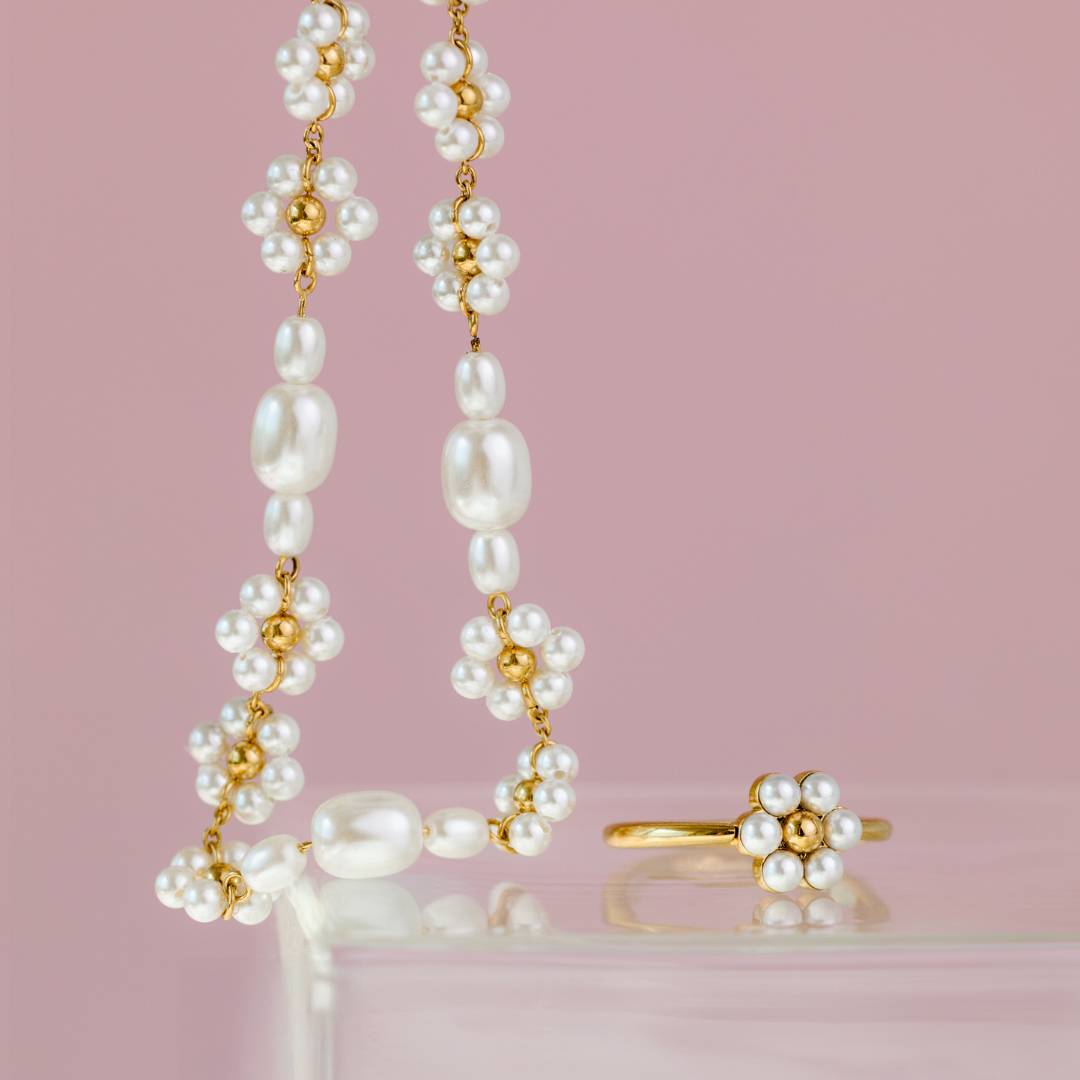 Schmuckkollektiv GmbH - Wholesale Choker/Collar - Blumige Perlenkette Gold3