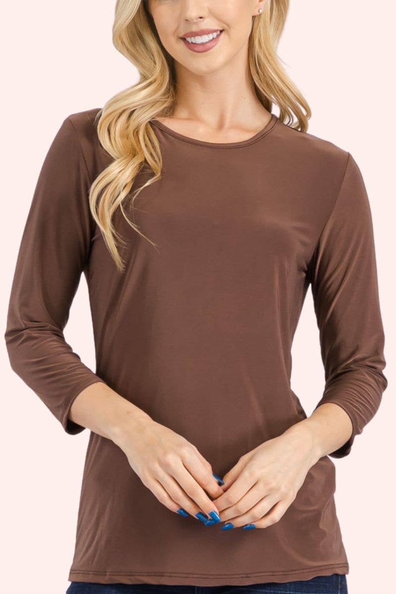 Celeste Clothing - Wholesale T-Shirt - Women's - CLASSIC 3/4 SLEEVE CREW NECK TOP -CT132145