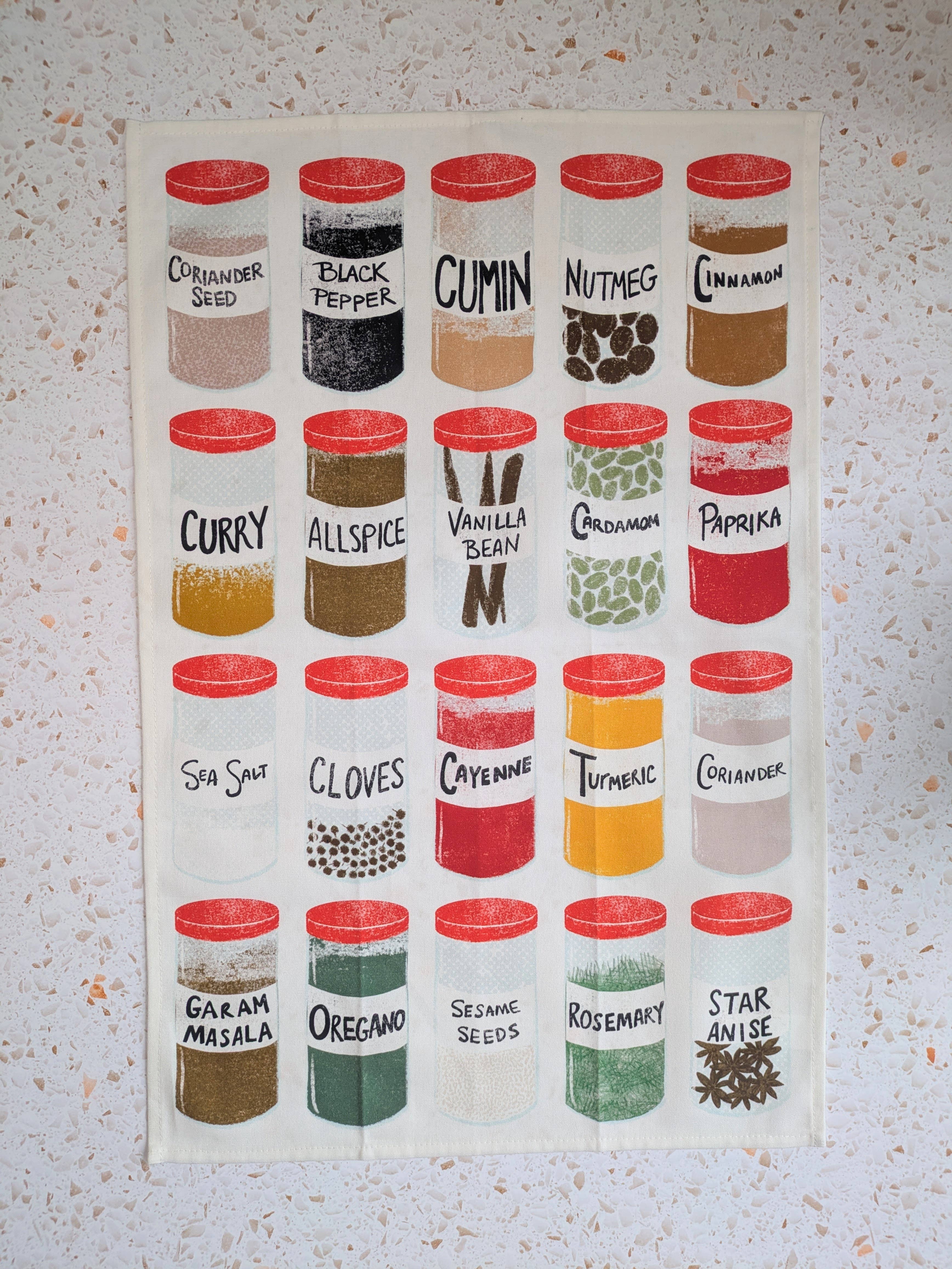 Natalie V. Mason - Wholesale Tea Towel - Dish Towel - Spices - Retro spice jar tea towel6