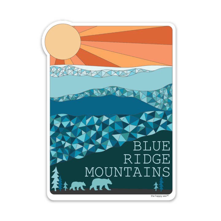 Autocollant en vinyle Blue Ridge Mountains 4" pour la vente par The Happy Sea