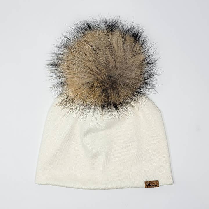 Merino pom pom hat - Ivory for wholesale by Flocon Sport