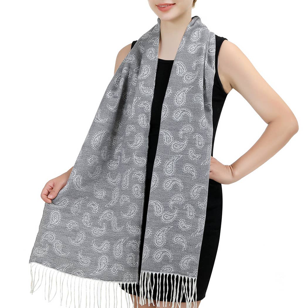 Fashion City - Wholesale Scarf – Women's - Cashmere Feel Soft Scarf with Paisley Design10