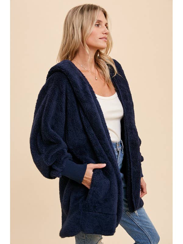 Faux fur So Soft plush hooded jacket with pockets for wholesale by MintChoco