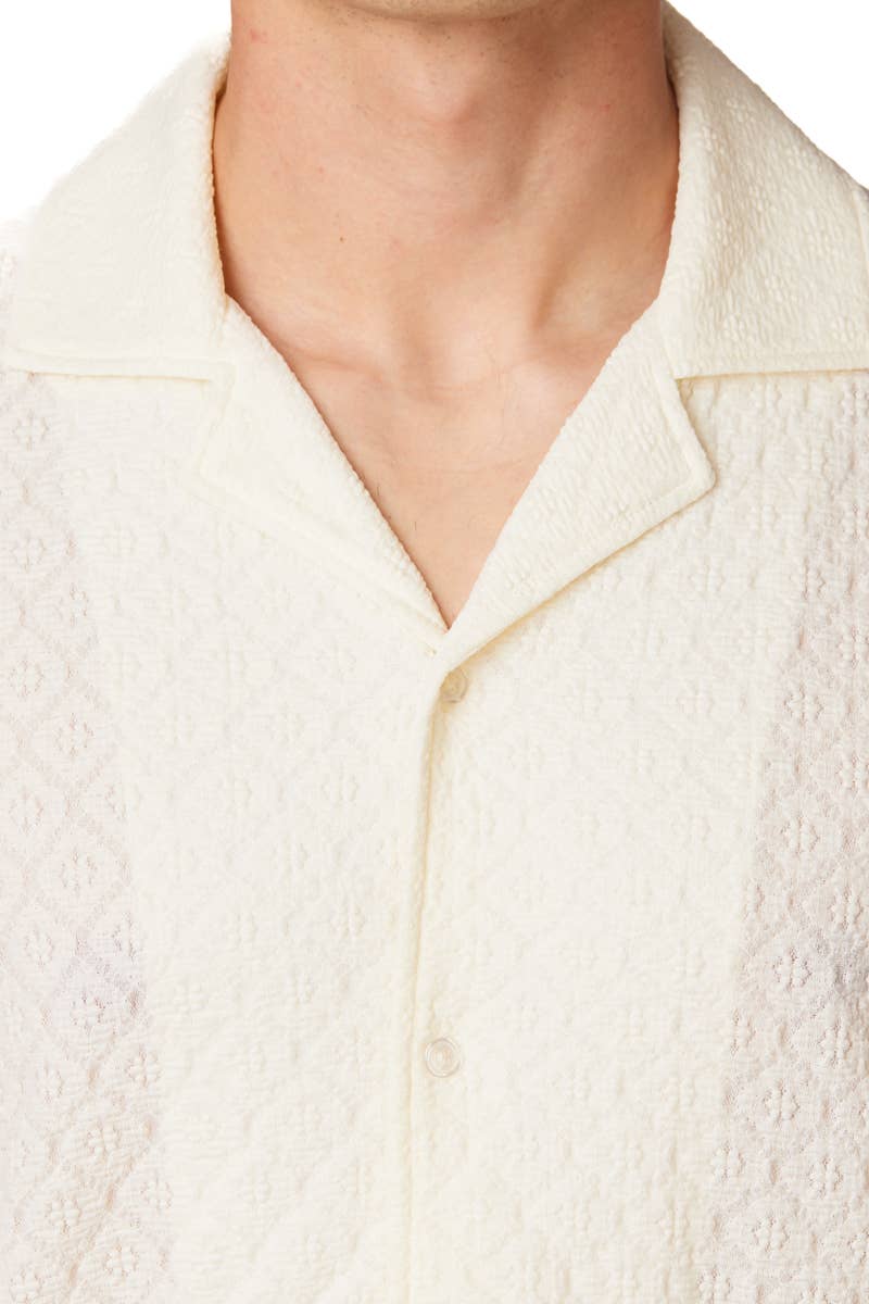 Crochet/Textured Short Sleeve Men's Shirt  for wholesale on Faire3