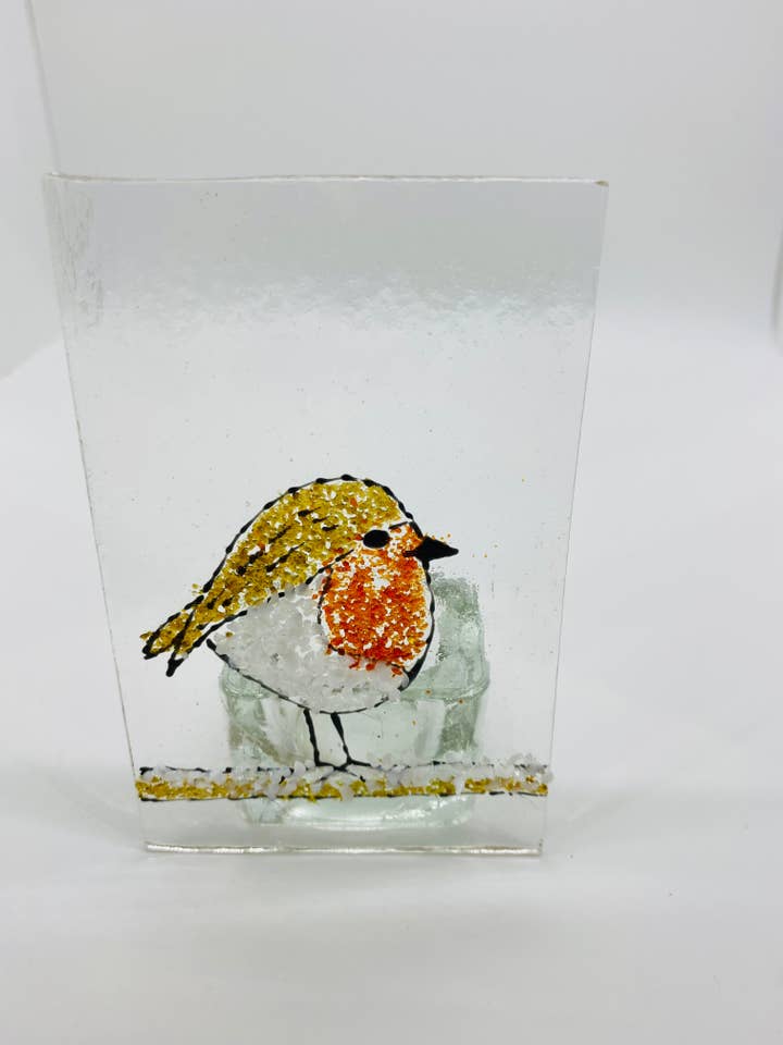 Portavelas con textura Robin para venta al por mayor de Ally Glass Studio