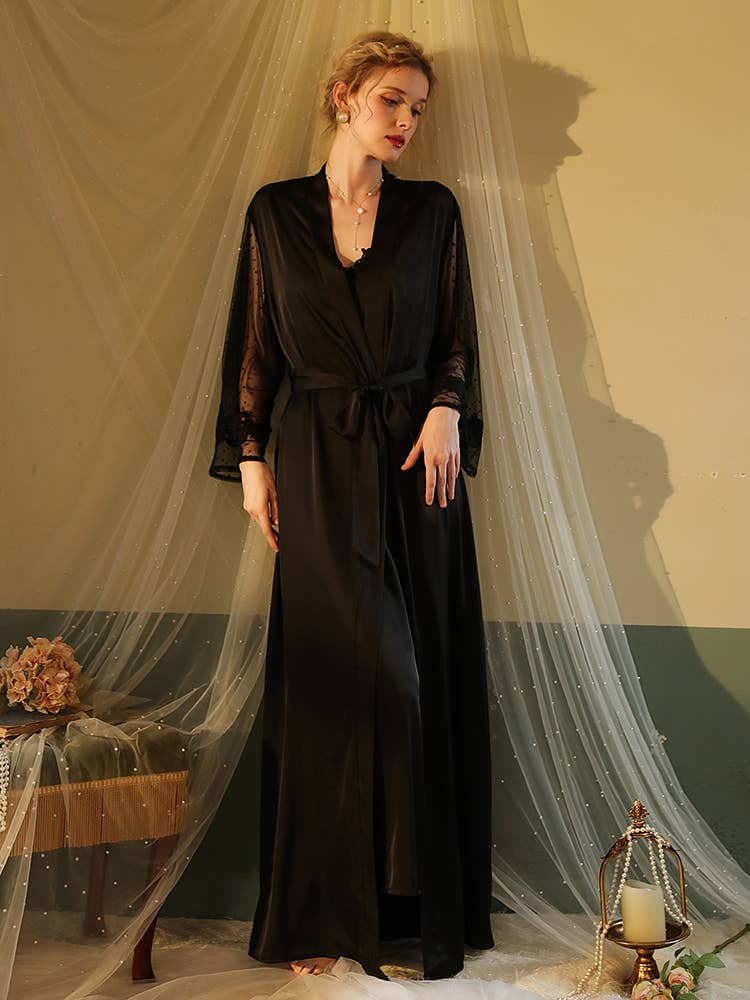 Sweetkama - Wholesale Robe - Women's - Lace Night Gown, Silk Robes,Bridal Party Robes,with babydoll31