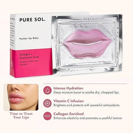 PURE SOL. - Wholesale Lip Treatment/Mask - Pucker Up Baby - Cherry Blossom Hydrogel Collagen Lip Mask 6