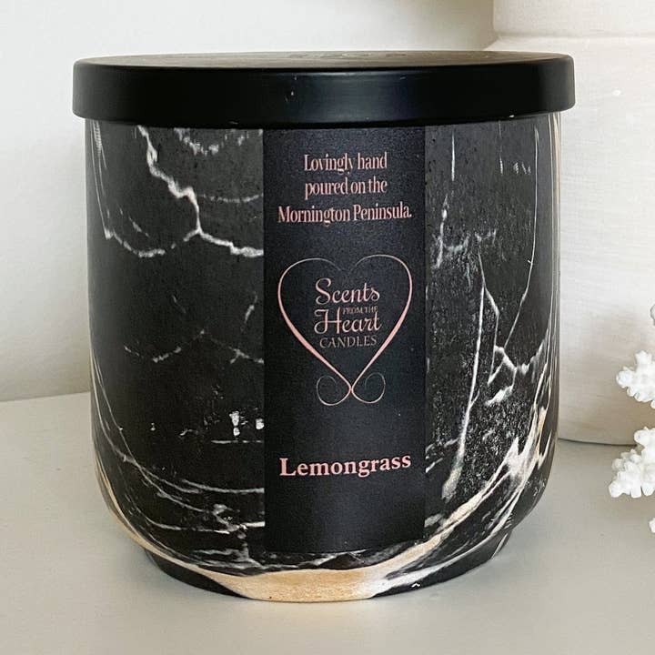 Vela grande de mármol Lemongrass, 450 g para venta al por mayor de Scents From The Heart Candles
