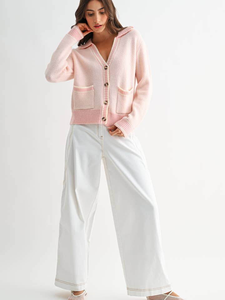 Camellia - Wholesale Knit Sweater - Women's - CW10236E HERRINGBONE KNIT CARDIGAN36