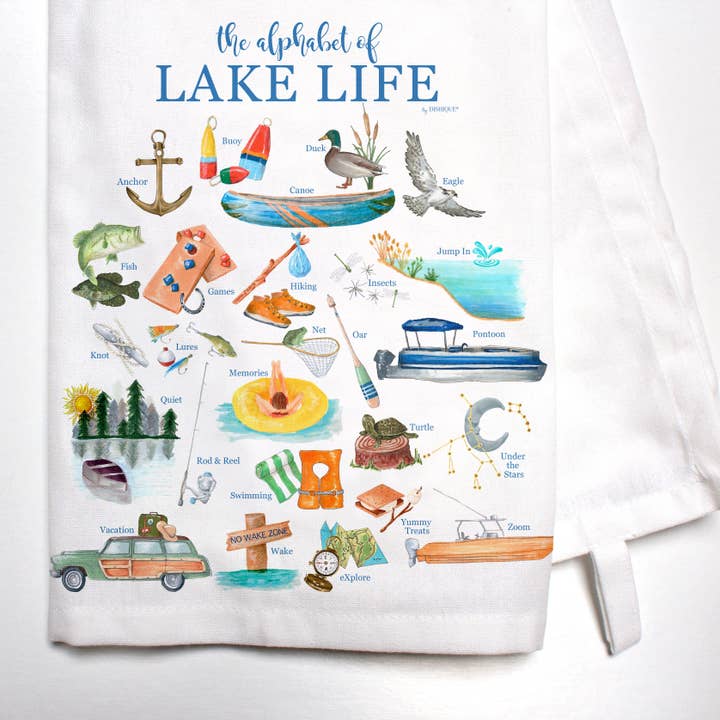 Lake Life Alphabet Bar Towel for wholesale by Dishique