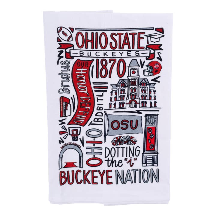 Ohio State Collage Tea Towel for wholesale by Glory Haus
