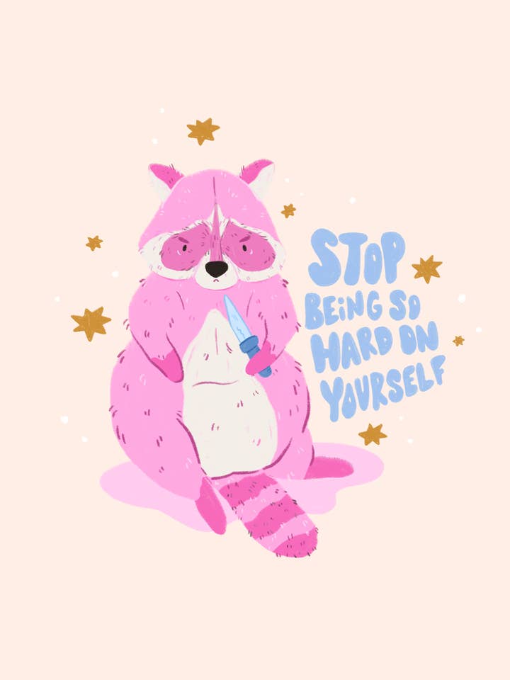 Aggressive Raccoon 5x7 Print for wholesale by Jollie Ollie Designs