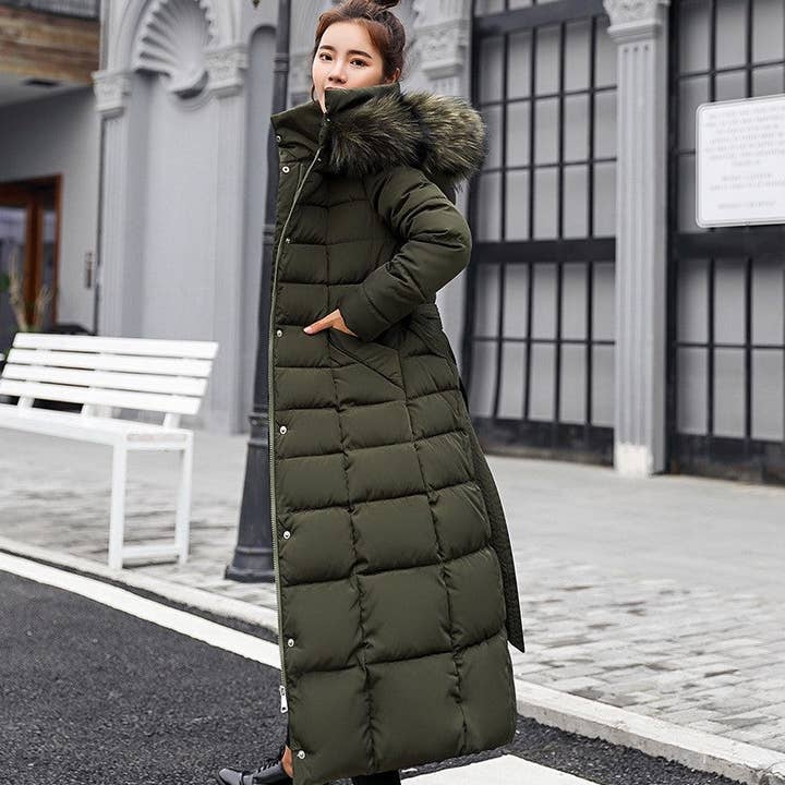 UZ Wholesale Store - Wholesale Puffer Jacket - Women's - Long Down Jacket With Hood And Belt2