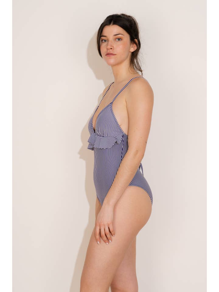 HIBIKINI – Großhandel Badeanzug – Damen – Einteiliger Badeanzug mit geripptem Seemannsmotiv1