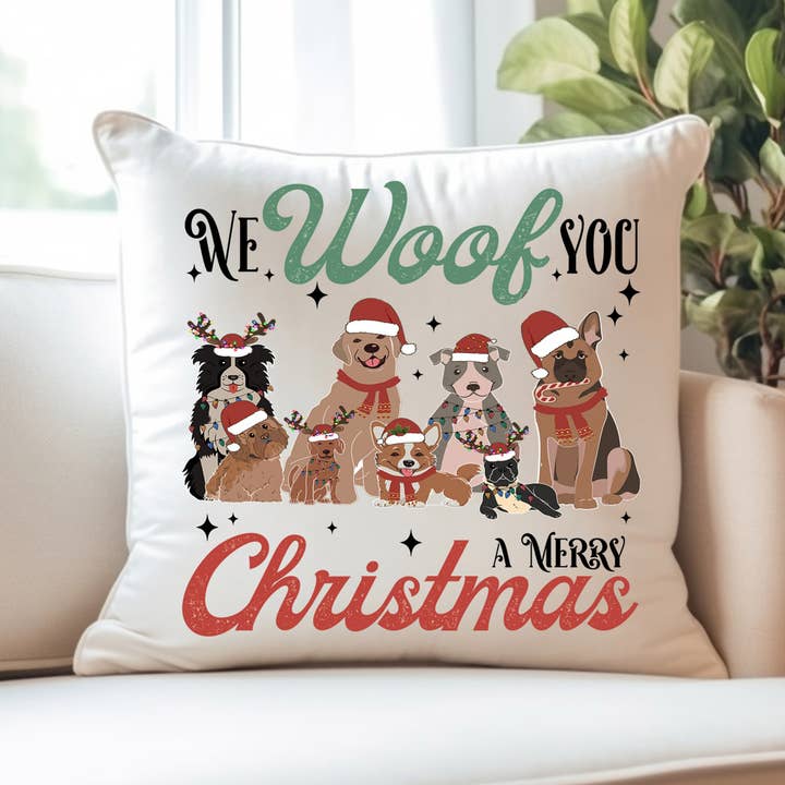 We Woof You Merry Christmas Kissenbezug für Hunde (nur) für den Großhandel von Avery Lane Gifts